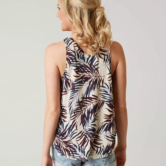 Lucky Brand Torpical Leaf Print Sleeveless Top Size Small - Picture 8 of 8